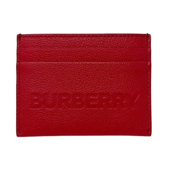 Burberry Sandon Embossed Logo Smooth Leather Card Case Wallet Red - Picture 1 of 9